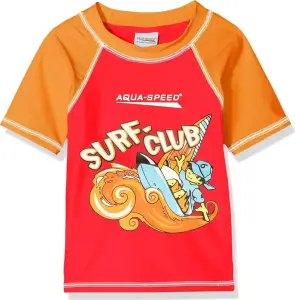 Футболка для плавання дитяча Aqua Speed ​​SURF-CLUB T-SHIRT червоно-жовтогаряча 383-31