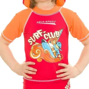 Футболка для плавання дитяча Aqua Speed ​​SURF-CLUB T-SHIRT червоно-жовтогаряча 383-31