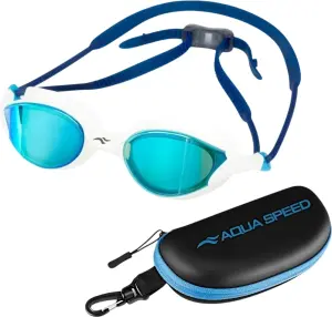 Окуляри для плавання з чохлом Aqua Speed ​​VORTEX MIRROR+CASE біло-блакитно-сині 230-51