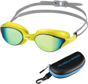 Окуляри для плавання з чохлом Aqua Speed ​​VORTEX MIRROR+CASE жовто-сірі 230-38
