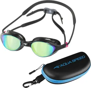 Окуляри для плавання з чохлом Aqua Speed ​​VORTEX MIRROR+CASE чорно-рожеві 230-79