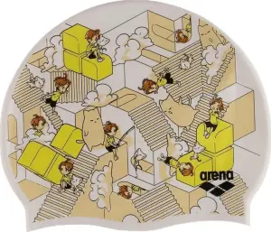Шапочка для плавання дитяча Arena PRINT JR молочно-бежево-жовта 94171-237
