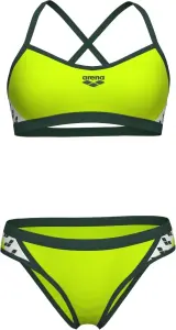 Купальник жіночий Arena ICONS BIKINI CROSS BACK SOLID лаймово-темно-зелено-білий 005037-660