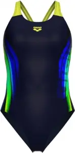 Купальник злитий жіночий Arena BREATH SWIMSUIT V BACK LB темно-синьо-жовто-зелено-синій 008330-760