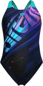 Купальник жіночий Arena FLOW SWIMSUIT V BACK LB темно-синьо-бірюзово-фіолетовий 008935-790