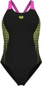 Купальник злитий жіночий Arena OPENINGS SWIMSUIT V BACK LB чорно-рожево-жовтий 008063-590