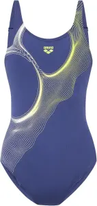 Купальник злитий жіночий Arena RIPPLES SWIMSUIT U BACK B темно-синьо-жовто-білий 009500-780