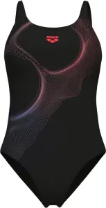 Купальник злитий жіночий Arena RIPPLES SWIMSUIT U BACK B чорно-червоно-синій 009500-590