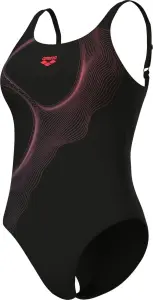 Купальник злитий жіночий Arena RIPPLES SWIMSUIT U BACK B чорно-червоно-синій 009500-590
