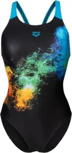 Купальник жіночий Arena VIBRANT SWIMSUIT SWIM PRO BACK чорно-блакитно-оранжево-зелений 008936-580