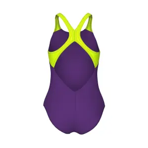 Купальник злитий дитячий Arena BOLD SWIMSUIT V BACK фіолетово-салатовий 011755-960