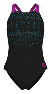 Купальник злитий дитячий Arena PAINTERLY SWIMSUIT V BACK чорно-фіолетовий 011756-590