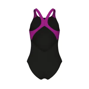 Купальник злитий дитячий Arena PAINTERLY SWIMSUIT V BACK чорно-фіолетовий 011756-590
