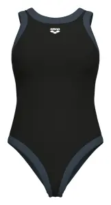 Купальник злитий жіночий Arena BOLD LINES SWIMSUIT чорно-сірий 011576-550