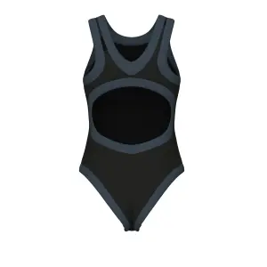 Купальник злитий жіночий Arena BOLD LINES SWIMSUIT чорно-сірий 011576-550