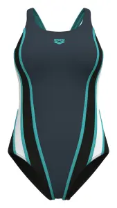 Купальник злитий жіночий Arena SLICES SWIMSUIT SWIM PRO BACK темно-сіро-бірюзовий 011723-551