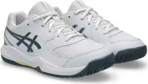 Кросівки тенісні дитячі Asics GEL-DEDICATE 8 біло-темно-сіро-лимонні 1044A077-108
