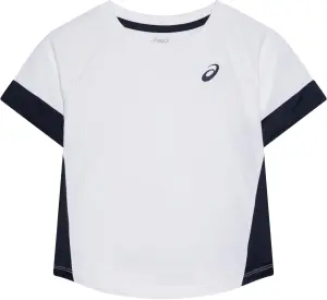 Футболка для тенісу дитяча Asics GIRLS TENNIS SS TOP біло-темно-синя 2044A045-101