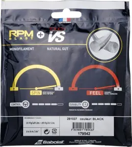 Струна для ракеток для тенісу Babolat HYBRID RPM BLAST 1,25MM + TOUCH VS 1,30MM чорна (2 по 6 метрів) 281037-105