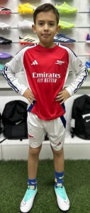 Футбольна форма з довгим рукавом дитяча Арсенал (Arsenal) 2024-2025 домашня червоно-біло-синя F0003