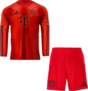 Футбольна форма з довгим рукавом дитяча Баварія (Bayern Munich) 2024-2025 домашня червоно-чорна F0007