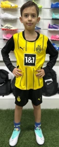 Футбольна форма з довгим рукавом дитяча Боруссія Дортмунд (Borussia Dortmund) 2024-2025 домашня жовто-чорна F0015