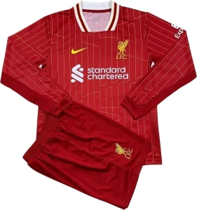 Футбольна форма з довгим рукавом дитяча Ліверпуль (Liverpool) 2024-2025 домашня червона F0023