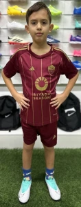 Футбольна форма дитяча Рома (Roma) 2024-2025 домашня бордово-золота F0038