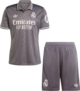 Футбольна форма Реал Мадрид (Real Madrid) 2024-2025 резервна сіро-чорно-біла F0089