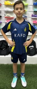Футбольна форма дитяча Аль-Наср (Al Nassr) 2024-2025 виїзна темно-синьо-жовта F0099