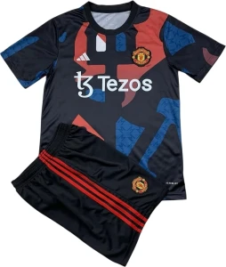 Футбольна форма Манчестер Юнайтед (Manchester United) 2024-2025 тренувальна чорно-темно-синьо-червона F0117