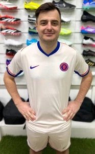 Футбольна форма Челсі (Chelsea) 2024/2025 виїзна бежево-синьо-помаранчева F0124