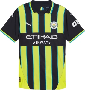 Футболка Манчестер Сіті (Manchester City) 2024-2025 виїзна чорно-жовто-блакитна F0145