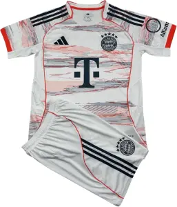 Футбольна форма Баварія (Bayern Munich) 2025-2026 виїзна біло-оранжево-сіра F0240