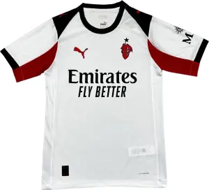 Футболка Мілан (Milan) 2025-2026 виїзна біло-чорно-червона F0259
