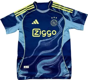 Футболка Аякс (Ajax) 2025-2026 виїзна темно-синьо-блакитно-жовта F0277