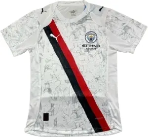 Футболка Манчестер Сіті (Manchester City) 2025-2026 виїзна біло-чорно-червона F0291