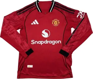 Футболка з довгим рукавом Манчестер Юнайтед (Manchester United) 2025-2026 домашня червоно-чорно-біла F0292