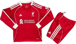 Футбольна форма з довгим рукавом дитяча Ліверпуль (Liverpool) 2025-2026 домашня червоно-біла F0402