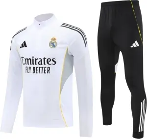 Спортивний костюм Реал Мадрид (Real Madrid) 2025-2026 біло-чорно-сіро-жовтий F0475