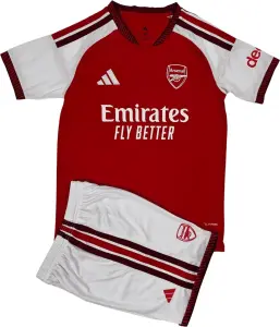 Футбольна форма дитяча Арсенал (Arsenal) 2026-2027 домашня червоно-біло-бордова F0635