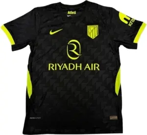 Футболка Атлетико Мадрид (Atletico Madrid) 2026-2027 виїзна чорно-лимонна F0665