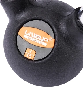 Гиря LiveUp RUBBER KETTEL DUMBELL чорна (4,0 кг) LS2044-4