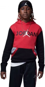 Толстовка підліткова Nike JORDAN JDB VERT TAPE FLC PO HOODIE червоно-чорна 95B762-R69