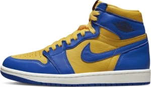 Кроссовки женские Nike JORDAN 1 RETRO HIGH OG  REVERSE LANEY (W) сине-желтые FD2596-700