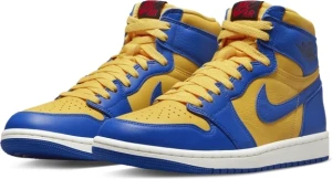 Кроссовки женские Nike JORDAN 1 RETRO HIGH OG  REVERSE LANEY (W) сине-желтые FD2596-700