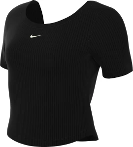 Футболка жіноча Nike W NSW CHLL KNT MRIB SS TOP чорна FN3664-010