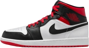 Кросівки Nike AIR JORDAN 1 MID біло-червоно-чорні DQ8426-106