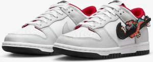 Кроссовки подростковые Nike DUNK LOW (GS) "LUNAR NEW YEAR" бело-красные FZ5528-101