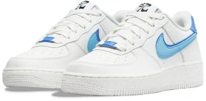 Кроссовки подростковые Nike AIR FORCE 1 LV8 (GS) бело-голубые DQ0359-100